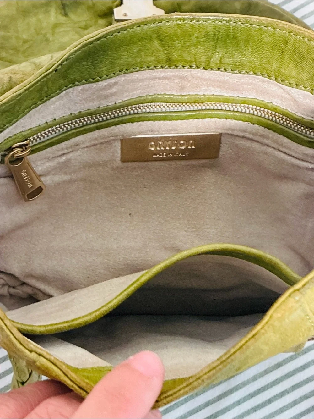 Joy Gryson Haylie green leather handbag purse